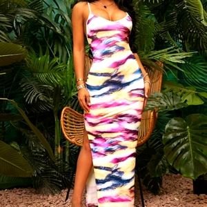 Multicolor crisscross back dress